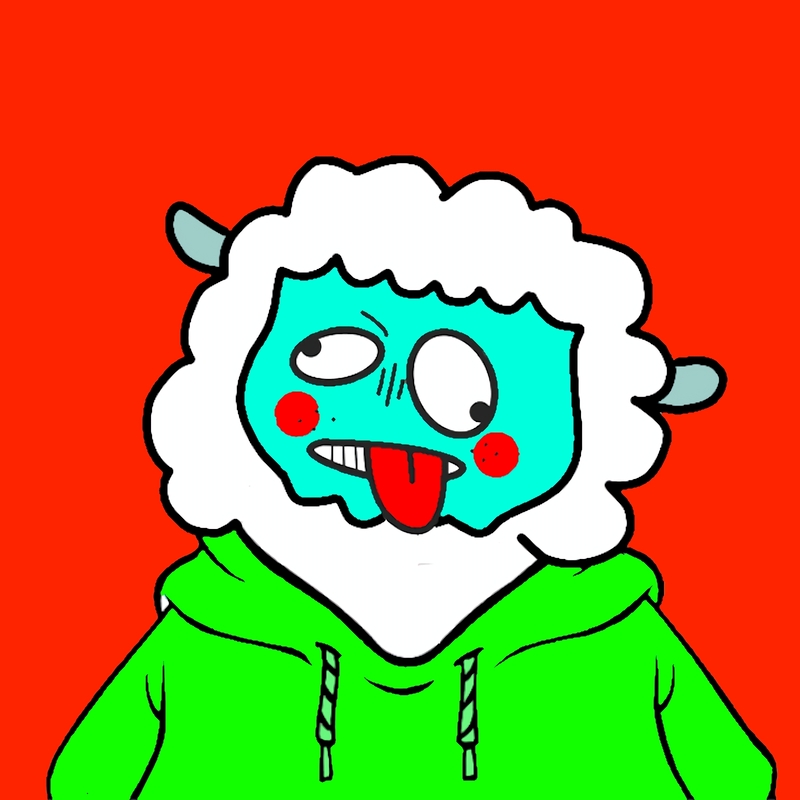 Blue sheep - green hoodie