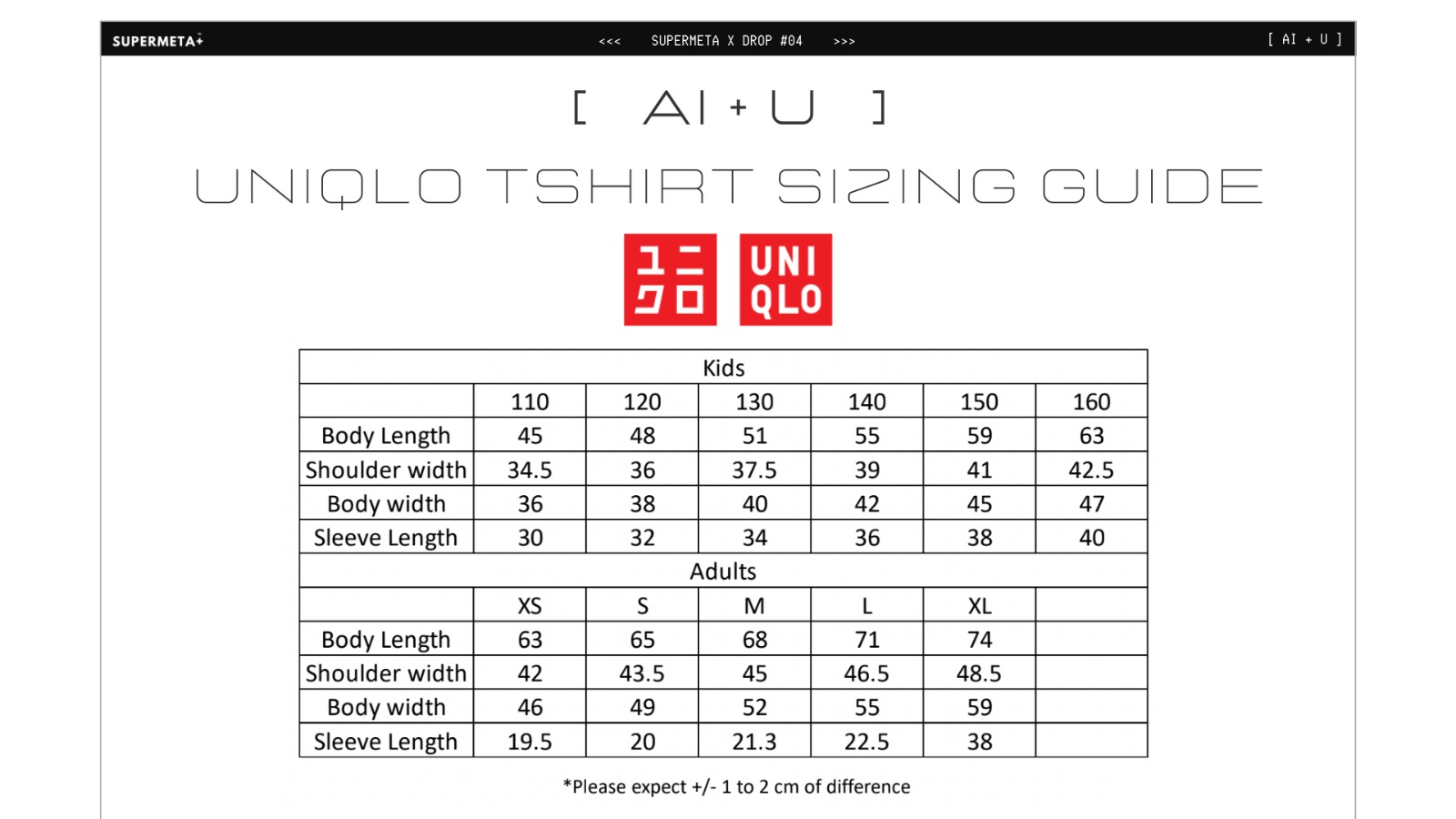 Uniqlo Sizing Guide
